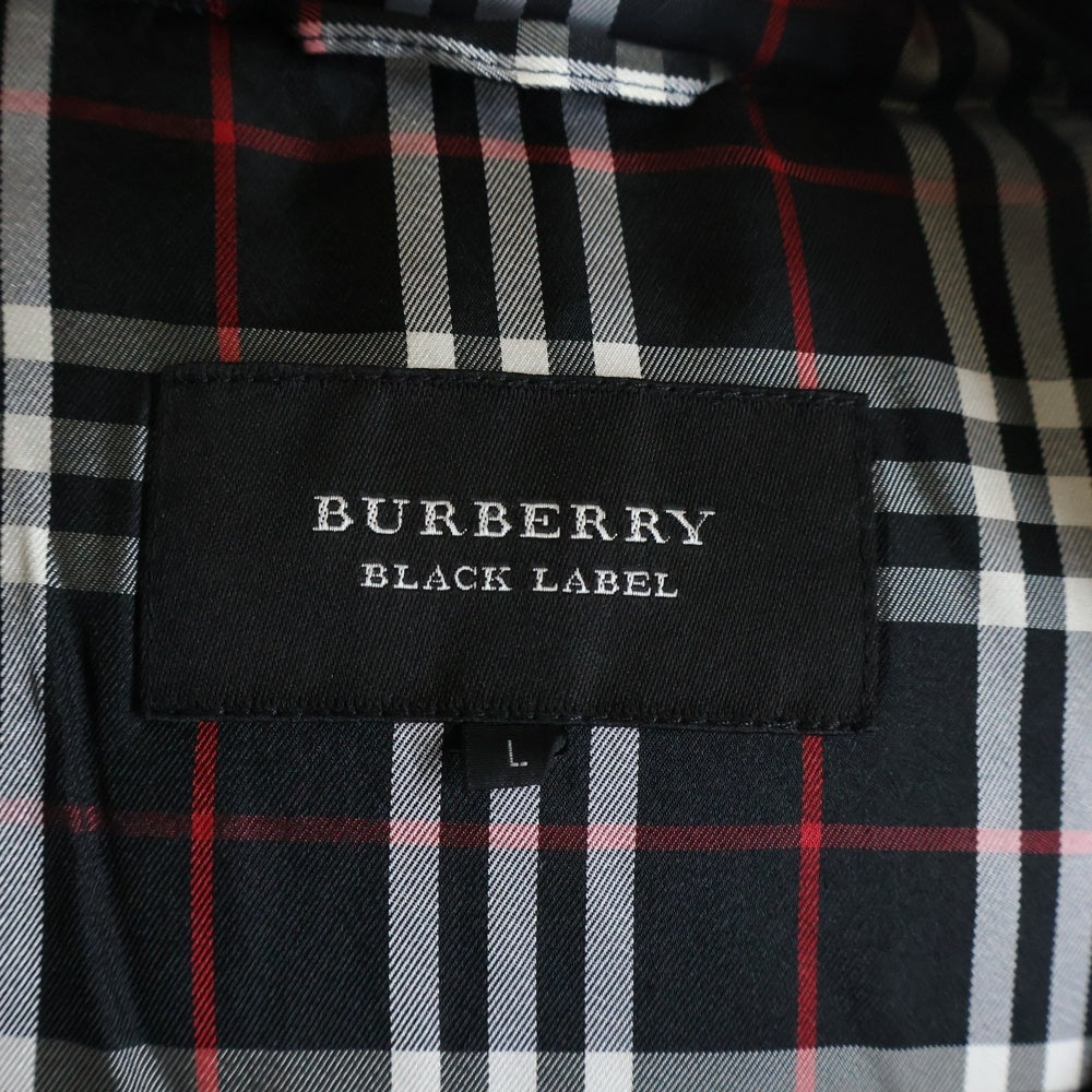 BURBERRY BLACK LABEL(バーバリー ブラックレーベル) ロゴ刺繍 ファーフーデッド ジップアップ ダウンジャケット ブラック BMP04-900-09