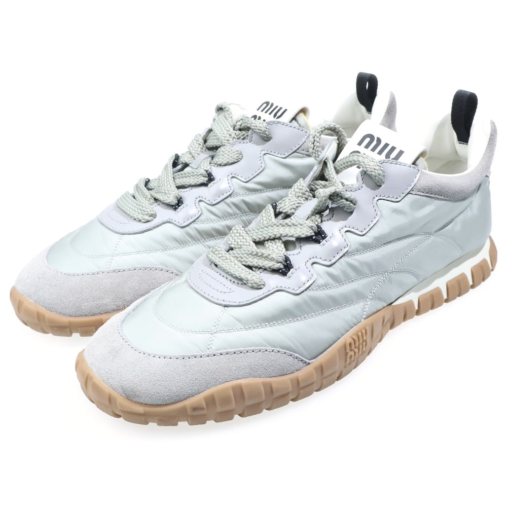 miumiu(ミュウミュウ) Tyre タイヤ テクニカル ファブリック/スエード ローカット スニーカー グレー 5E417E