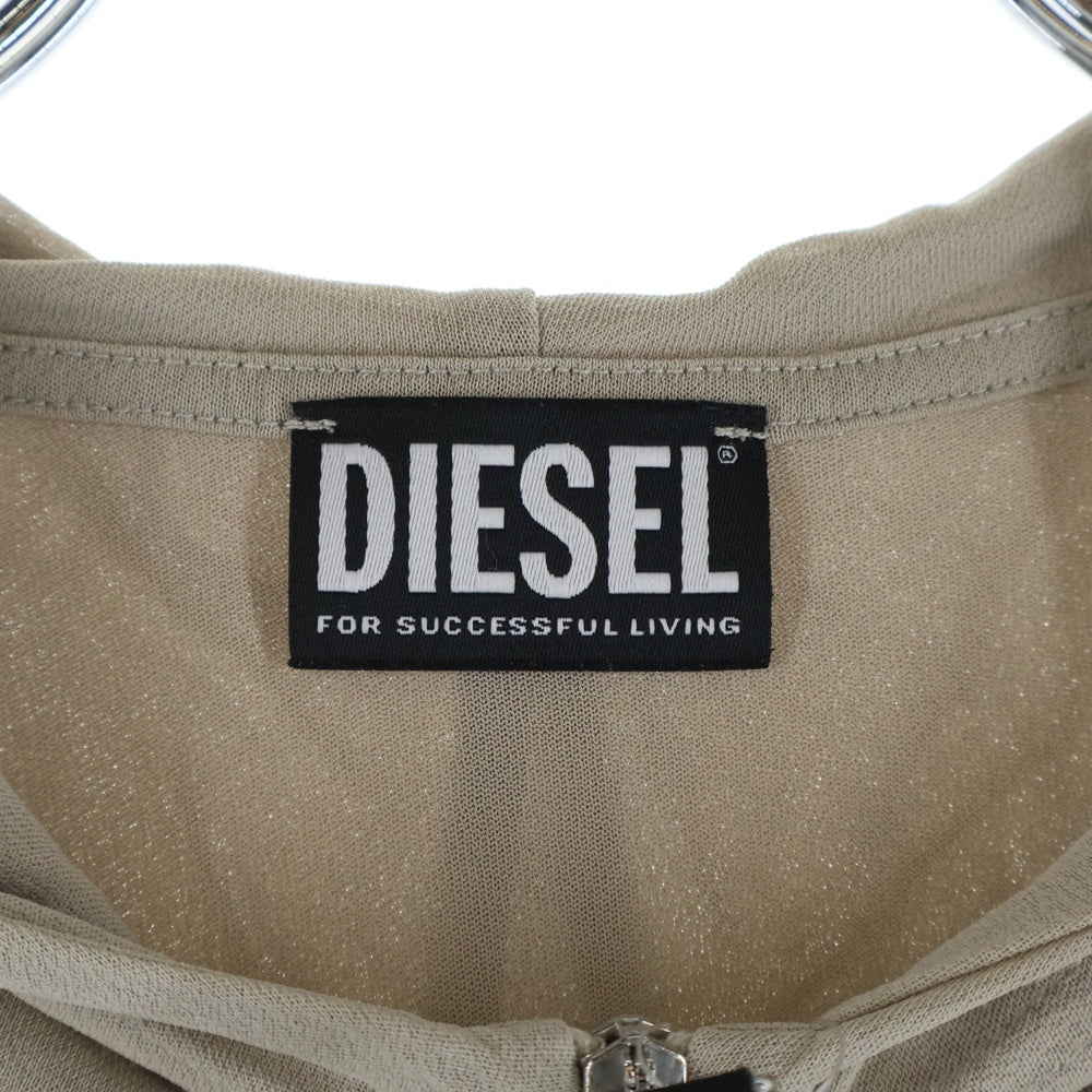 DIESEL(ディーゼル) T-STREP ロゴプリント ジップアップ レーヨン パーカー ベージュ A08462 レディース