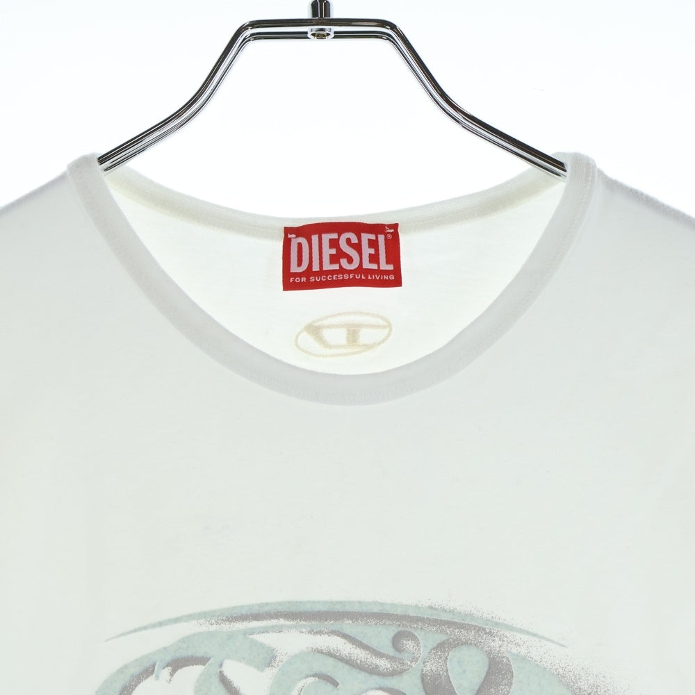 DIESEL(ディーゼル) T-LAYA フェルトロゴ クルーネック 半袖Tシャツカットソー ホワイト A19368 レディース