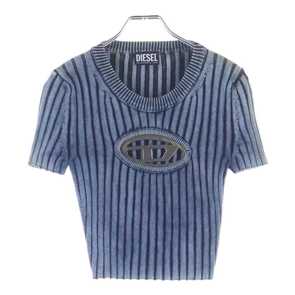 DIESEL(ディーゼル) 23SS M-ANAHEIM メタルロゴプレート ショート ニットセーター インディゴ A05767 レディース