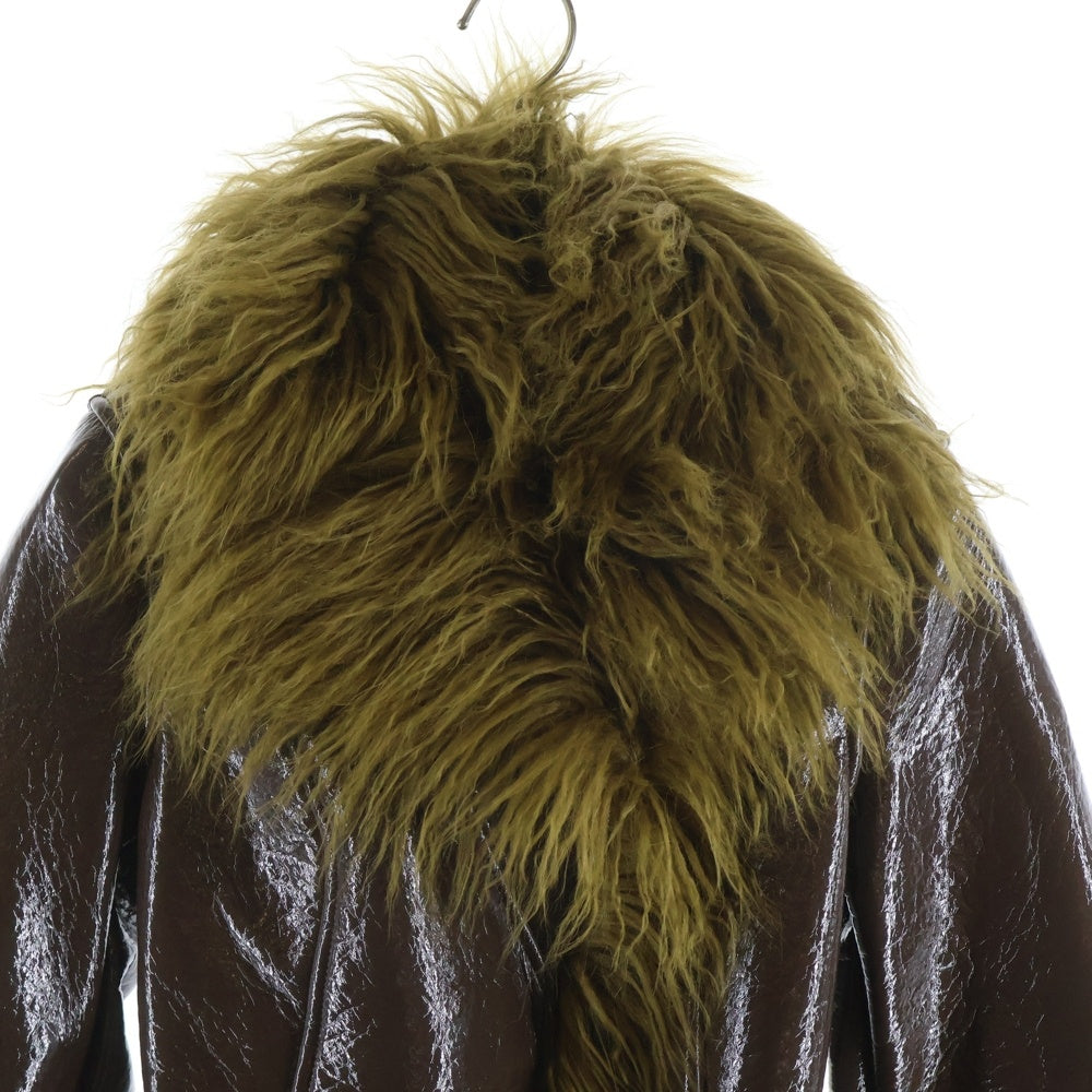 DIESEL(ディーゼル) G-LACIER ベルト付き コーティング ファーコート ブラウン A14370 レディース