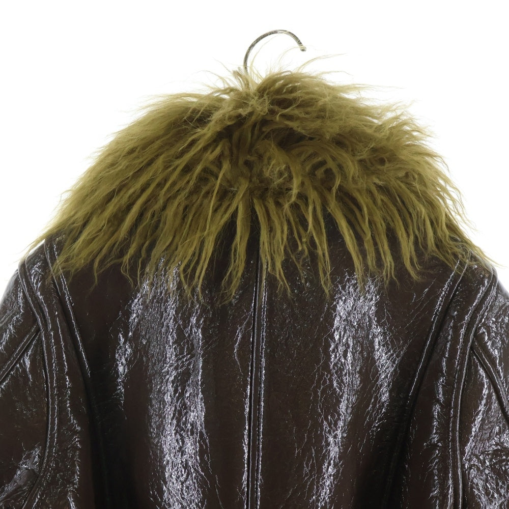 DIESEL(ディーゼル) G-LACIER ベルト付き コーティング ファーコート ブラウン A14370 レディース