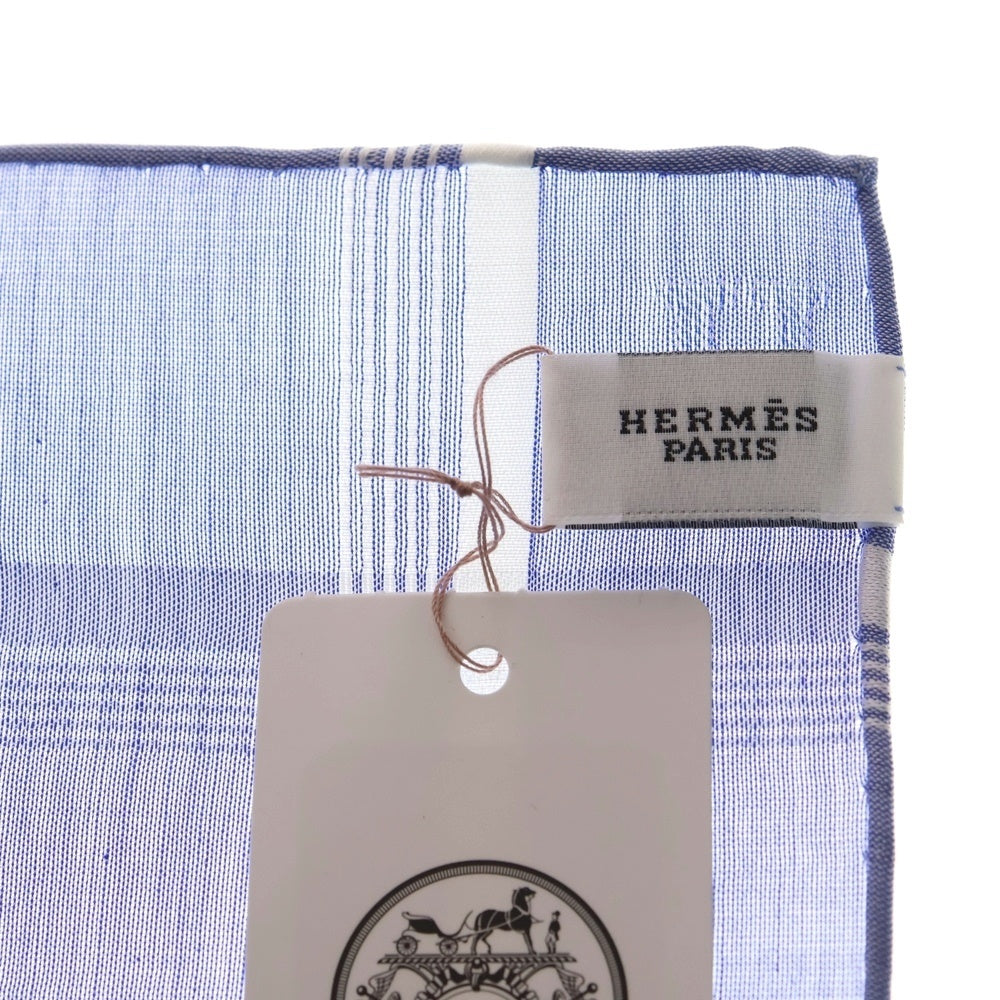 HERMES(エルメス) Hレリーフ コットン ハンカチ ブルー レディース