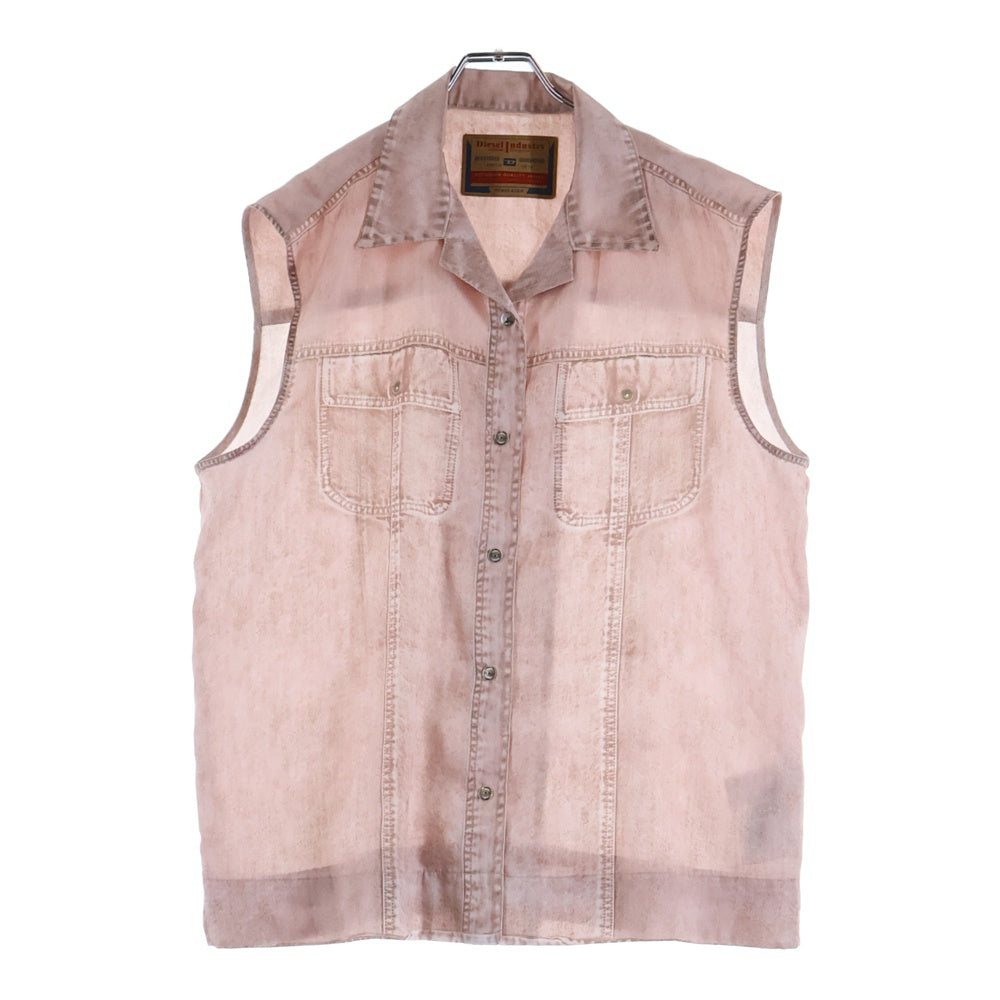 DIESEL(ディーゼル) C-MOHJA デニムプリント ノースリーブ シャツ ピンク A08431 レディース