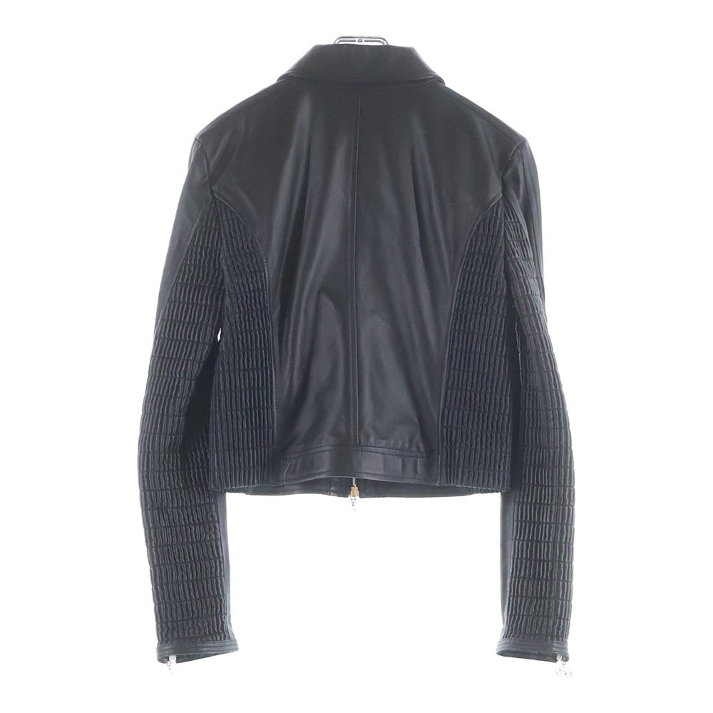 DIESEL(ディーゼル) L-SASKIA ラムレザー ジップアップ シングル ライダースジャケット ブラック A06312 レディース