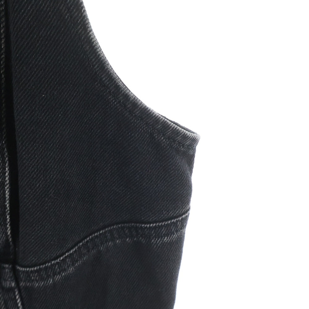 DIESEL(ディーゼル) DE-LULU-SHORT フルジップアップ デニム ノースリーブ ワンピース ブラック A12766 レディース