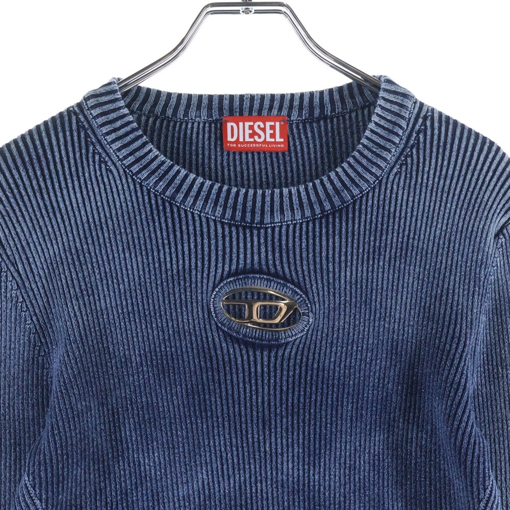 DIESEL(ディーゼル) M-ANCHOR-A スモールメタルロゴプレート ニットセーター インディゴ A14810 レディース