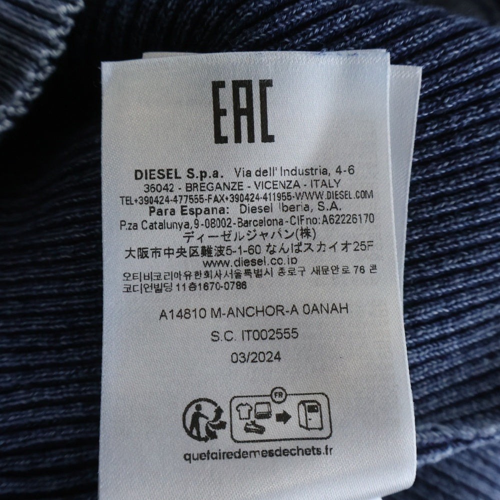 DIESEL(ディーゼル) M-ANCHOR-A スモールメタルロゴプレート ニットセーター インディゴ A14810 レディース