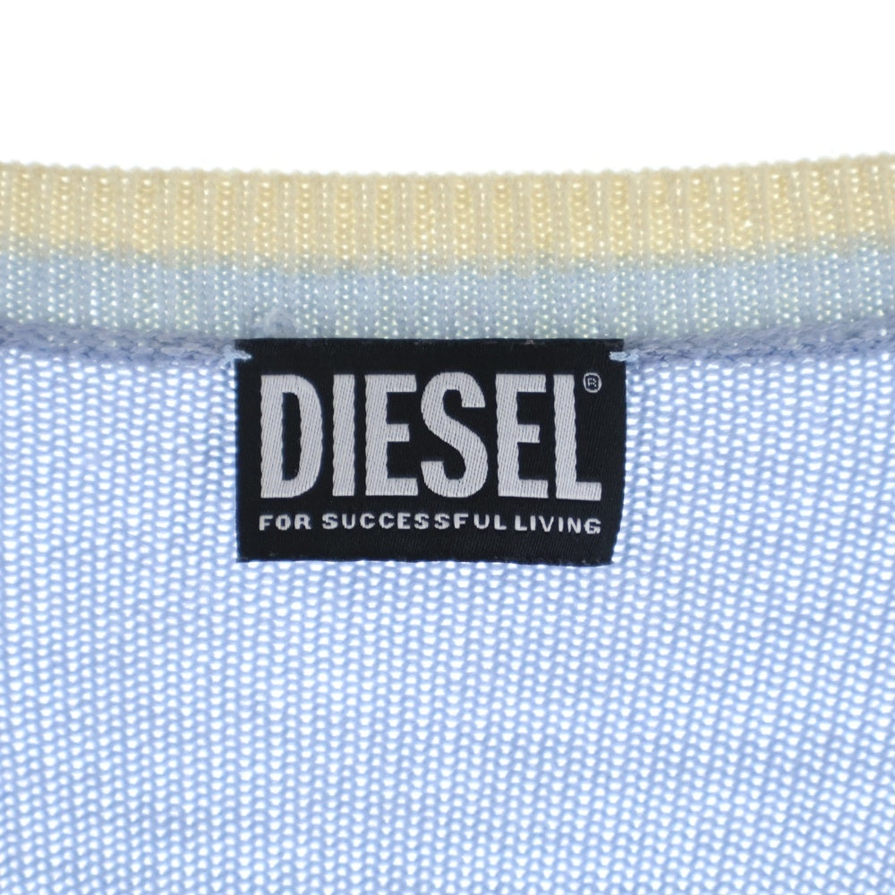 DIESEL(ディーゼル) M-ARIKA ロゴプレート ニットカーディガン ブルー A06717 レディース