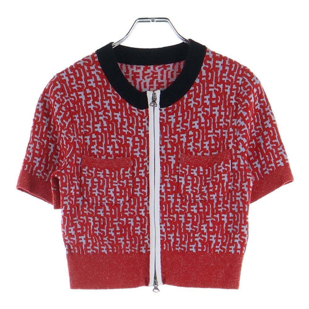 DIESEL(ディーゼル) M-ATHILDE リピートロゴジャガード ジップアップ 半袖Tシャツ ショートスリーブ トップス レッド/ブルー A09430 レディース