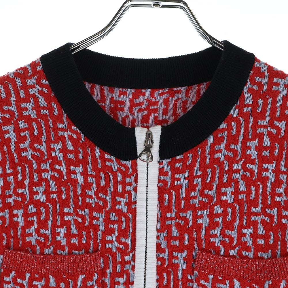 DIESEL(ディーゼル) M-ATHILDE リピートロゴジャガード ジップアップ 半袖Tシャツ ショートスリーブ トップス レッド/ブルー A09430 レディース