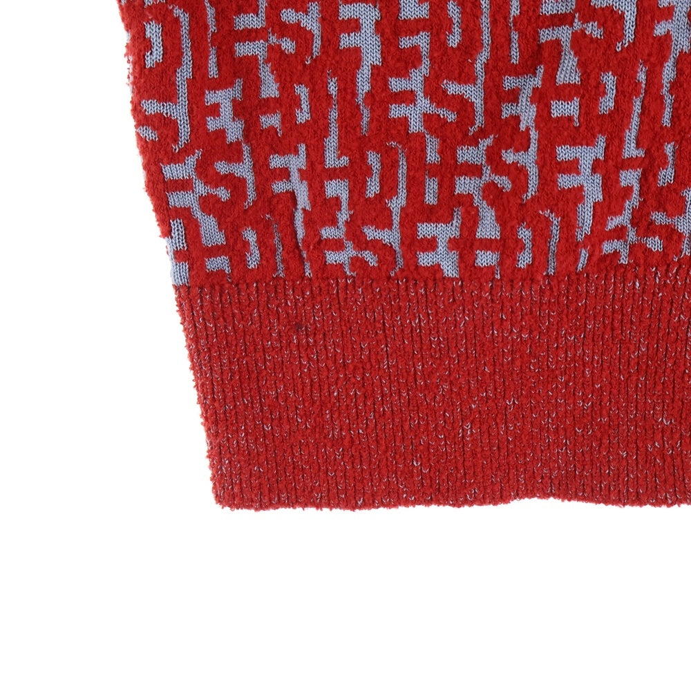 DIESEL(ディーゼル) M-ATHILDE リピートロゴジャガード ジップアップ 半袖Tシャツ ショートスリーブ トップス レッド/ブルー A09430 レディース