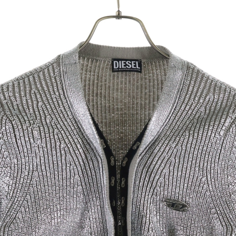 DIESEL(ディーゼル) M-ADHU フルホック コーティングニットカーディガン シルバー A09408 レディース