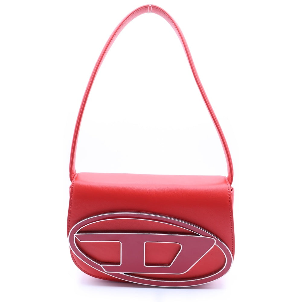 DIESEL(ディーゼル) 1DR ワンダー メタルロゴプレート レザー ショルダーバッグ レッド X08396 レディース