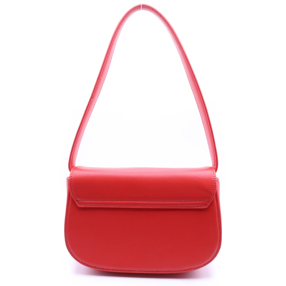 DIESEL(ディーゼル) 1DR ワンダー メタルロゴプレート レザー ショルダーバッグ レッド X08396 レディース