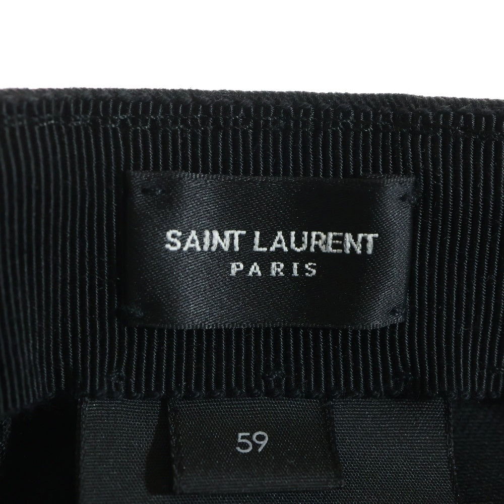 SAINT LAURENT PARIS(サンローランパリ) SLロゴ刺繍 ベースボールキャップ 帽子 ブラック 690929