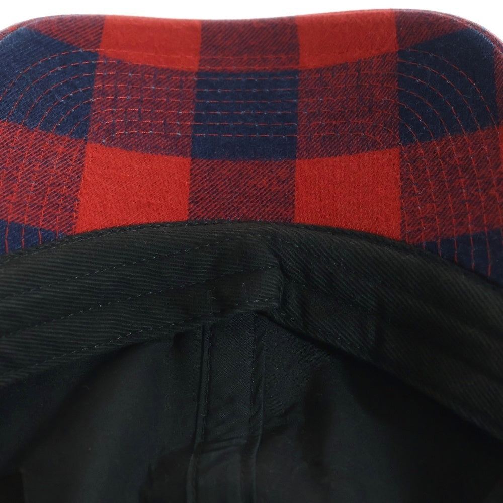 BALENCIAGA(バレンシアガ) BBロゴ刺繍 チェック柄 コットン キャップ 帽子 レッド 658161