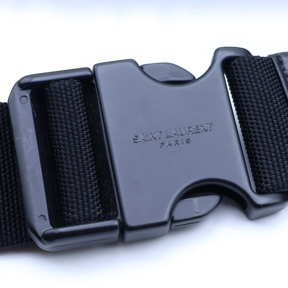 SAINT LAURENT PARIS(サンローランパリ) ロゴプリント ボディ ウエストバッグ ブラック 581378 レディース