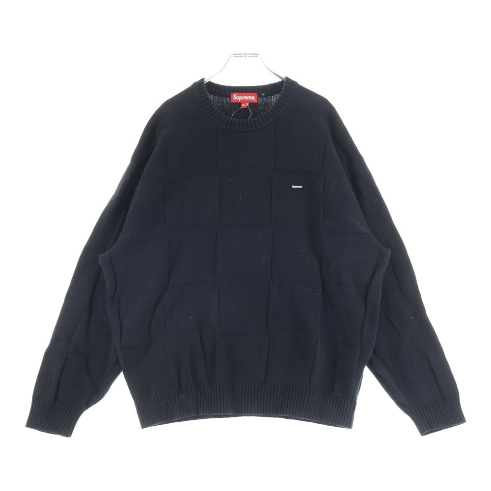 SUPREME(シュプリーム) 21SS Tonal Checkerboard Small Box Sweater トーナル チェッカーボード スモールボックスロゴ コットン ニット セーター ブラック