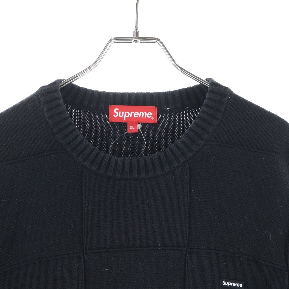 SUPREME(シュプリーム) 21SS Tonal Checkerboard Small Box Sweater トーナル チェッカーボード スモールボックスロゴ コットン ニット セーター ブラック