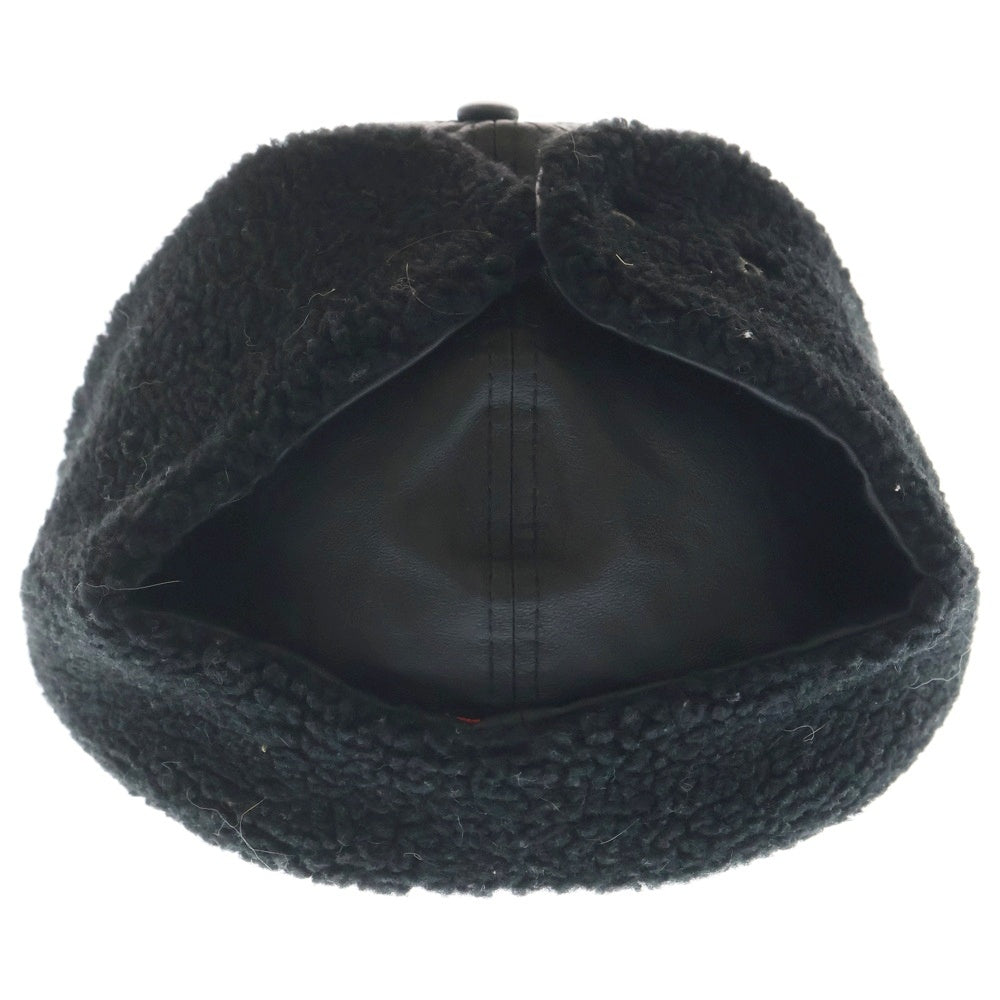 SUPREME(シュプリーム) 22AW ×NEW ERA Leather Earflap Box Logo ニューエラ レザー イヤーフラップ ボックスロゴ フライトキャップ 帽子 ブラック