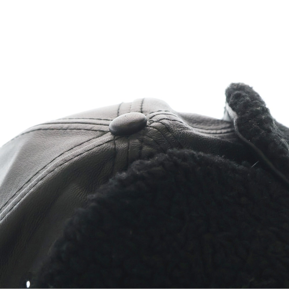 SUPREME(シュプリーム) 22AW ×NEW ERA Leather Earflap Box Logo ニューエラ レザー イヤーフラップ ボックスロゴ フライトキャップ 帽子 ブラック