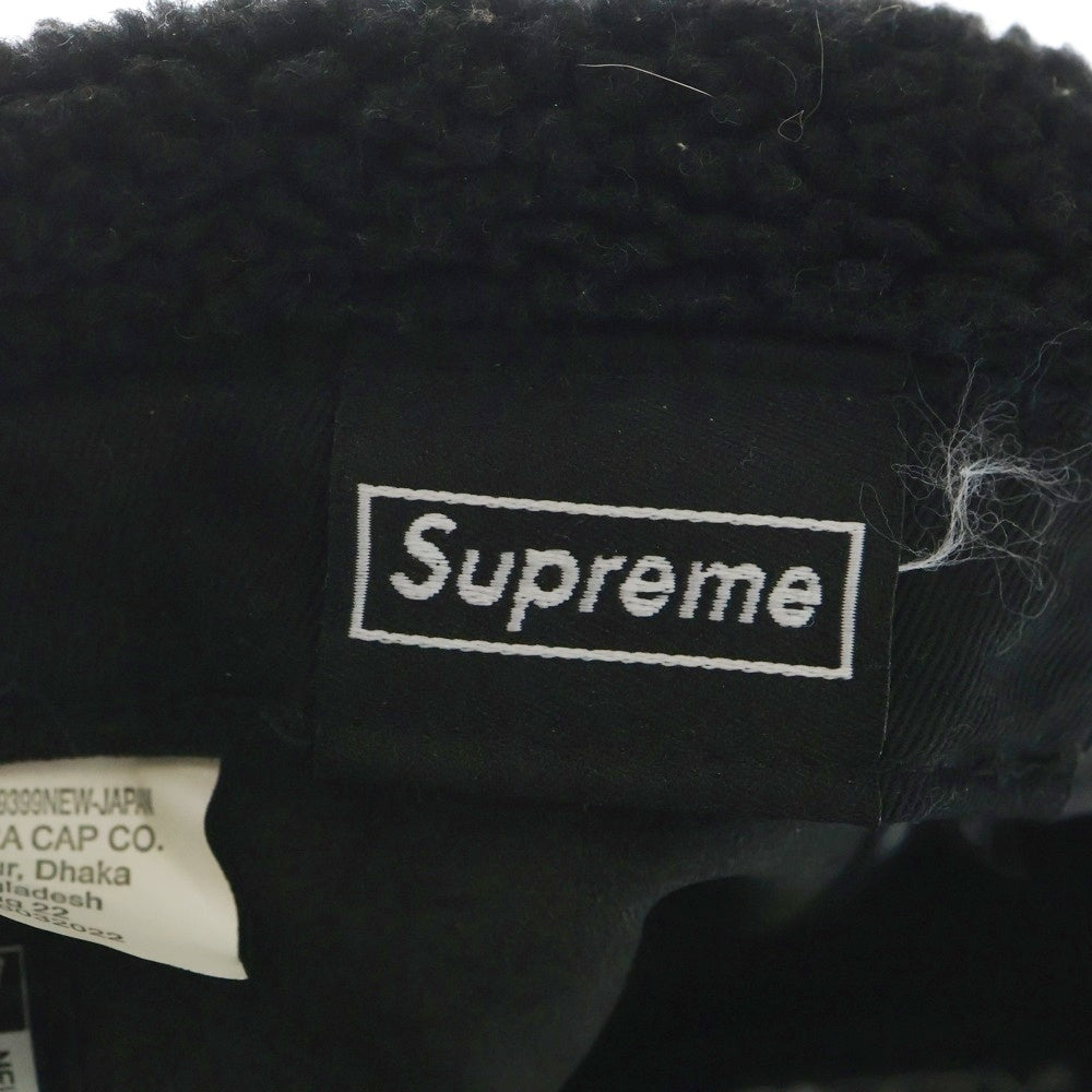 SUPREME(シュプリーム) 22AW ×NEW ERA Leather Earflap Box Logo ニューエラ レザー イヤーフラップ ボックスロゴ フライトキャップ 帽子 ブラック