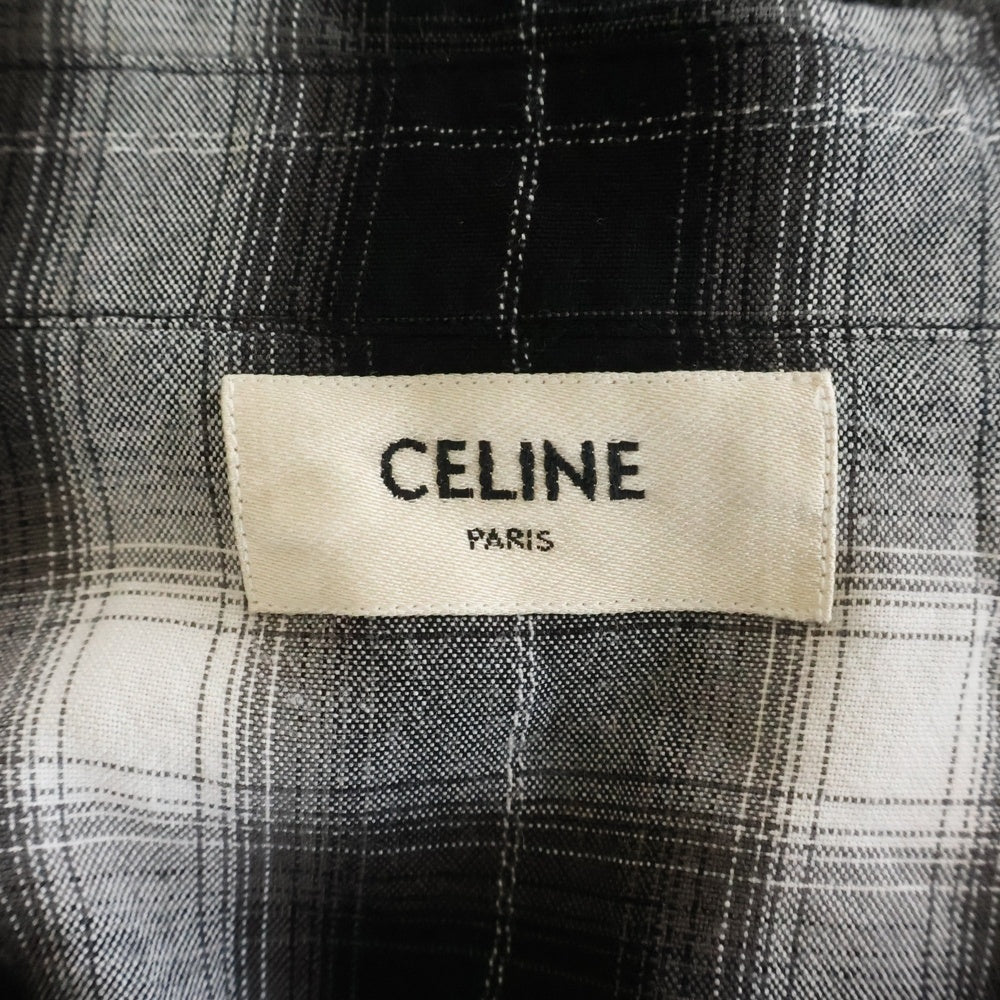 CELINE(セリーヌ) 20SS オンブレチェック ウエスタン レーヨン 長袖シャツ ブラック/ホワイト 2C143362F