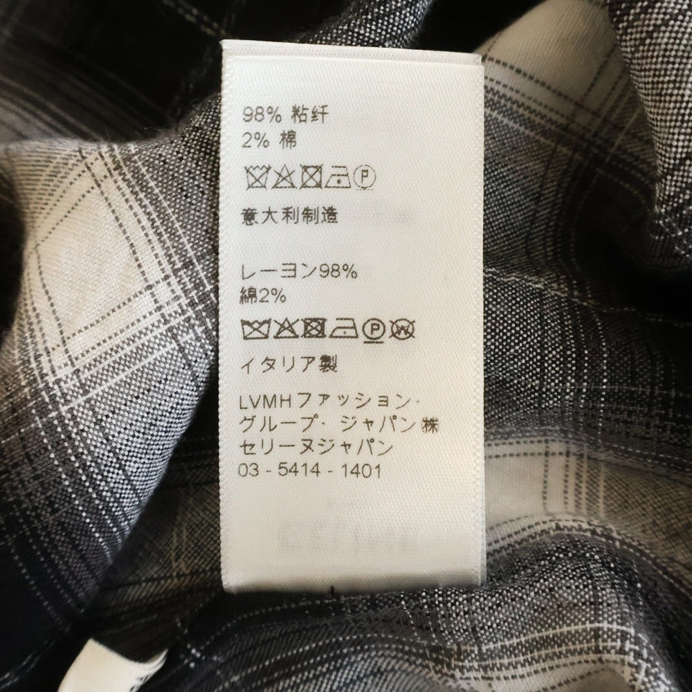 CELINE(セリーヌ) 20SS オンブレチェック ウエスタン レーヨン 長袖シャツ ブラック/ホワイト 2C143362F