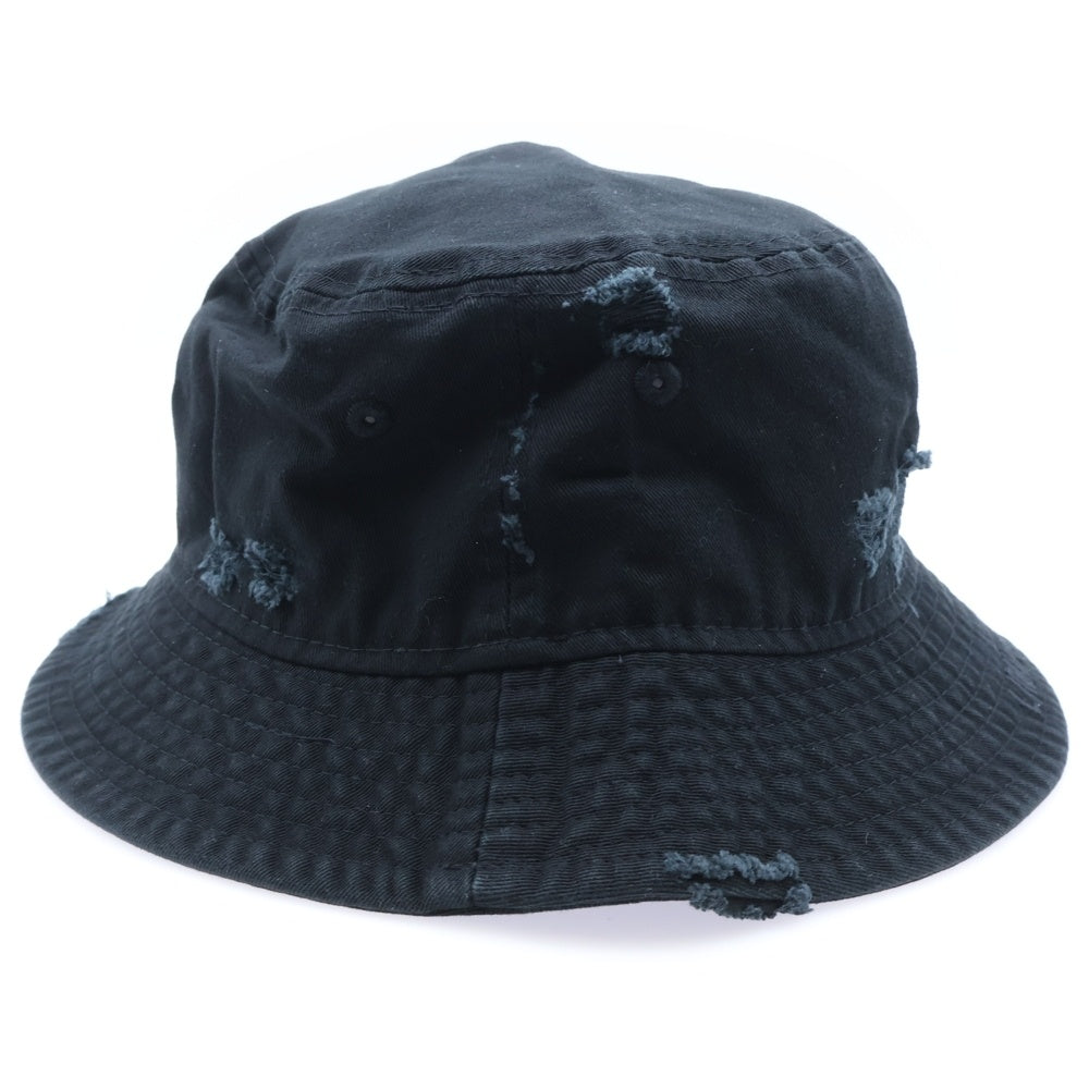 LIMI feu(リミフゥ) ×New Era ニューエラ ダメージ加工 ロゴ刺繍 バケットハット 帽子 ブラック レディース LZ-H13-086-1