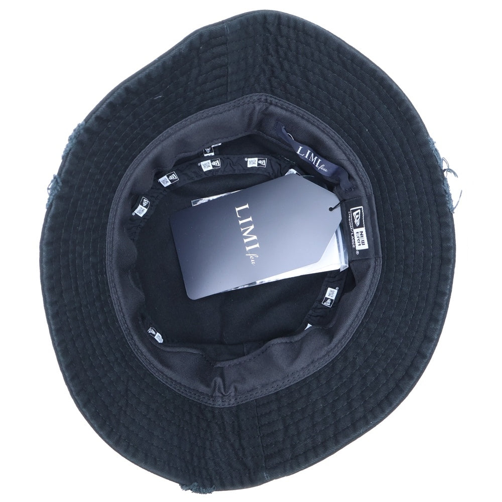 LIMI feu(リミフゥ) ×New Era ニューエラ ダメージ加工 ロゴ刺繍 バケットハット 帽子 ブラック レディース LZ-H13-086-1