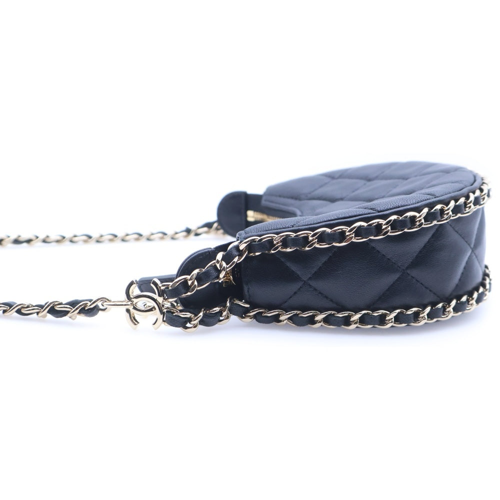 CHANEL(シャネル) ココマーク マトラッセ ラムスキン スモールホーボー チェーンショルダーバッグ ブラック ランダムシリアル レディース