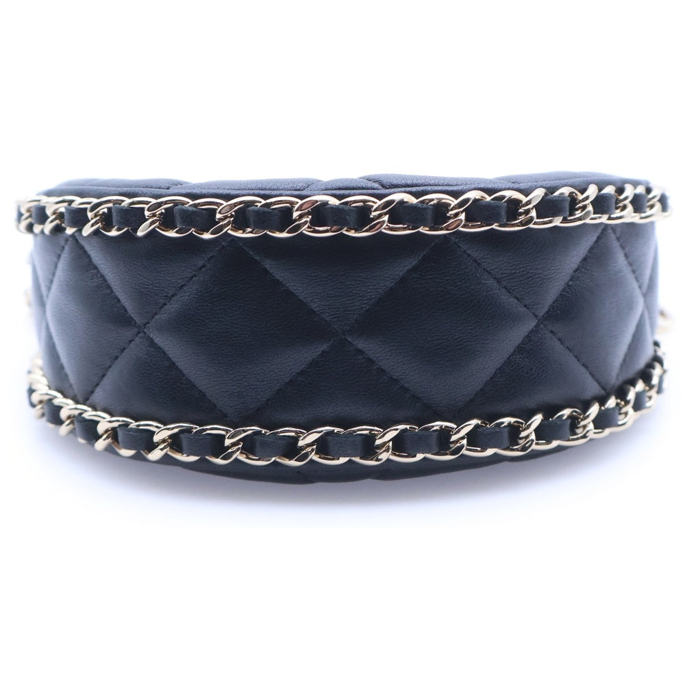 CHANEL(シャネル) ココマーク マトラッセ ラムスキン スモールホーボー チェーンショルダーバッグ ブラック ランダムシリアル レディース