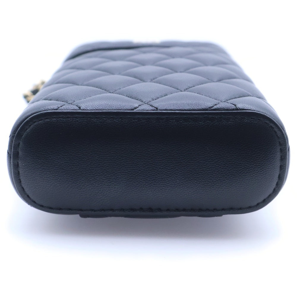 CHANEL(シャネル) ココマーク マトラッセ バニティ ラムスキン フォンケース チェーンショルダーバッグ ブラック ランダムシリアル AP2084 レディース