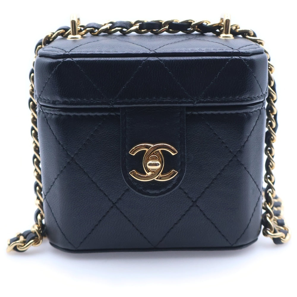 CHANEL(シャネル) ココマーク マトラッセ ラムスキン レザー バニティバッグ チェーンショルダーバッグ ブラック ランダムシリアル AP3459 レディース