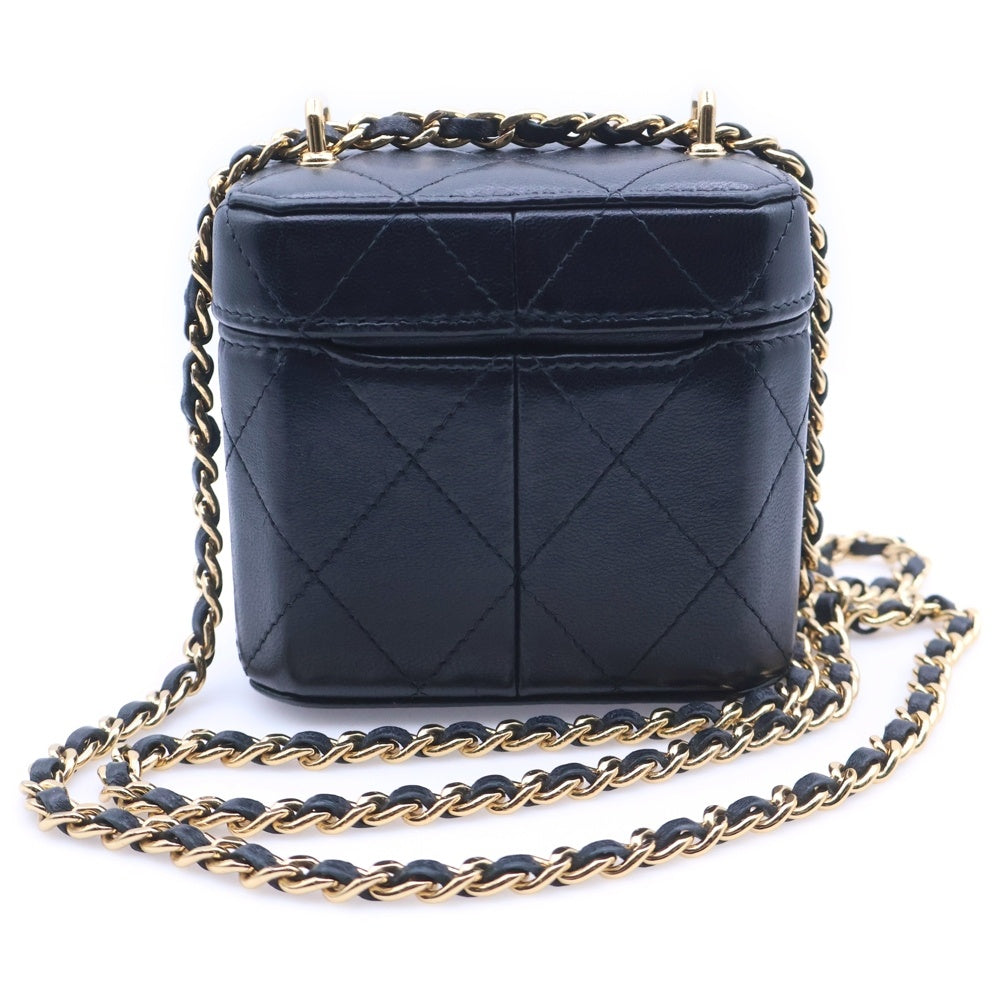 CHANEL(シャネル) ココマーク マトラッセ ラムスキン レザー バニティバッグ チェーンショルダーバッグ ブラック ランダムシリアル AP3459 レディース
