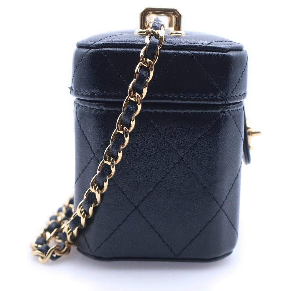 CHANEL(シャネル) ココマーク マトラッセ ラムスキン レザー バニティバッグ チェーンショルダーバッグ ブラック ランダムシリアル AP3459 レディース
