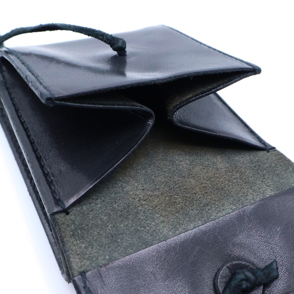 goro's(ゴローズ) SV 小 コンチョ付き サドルレザー コンパクトウォレット 二つ折り札入れ ブラック/シルバー