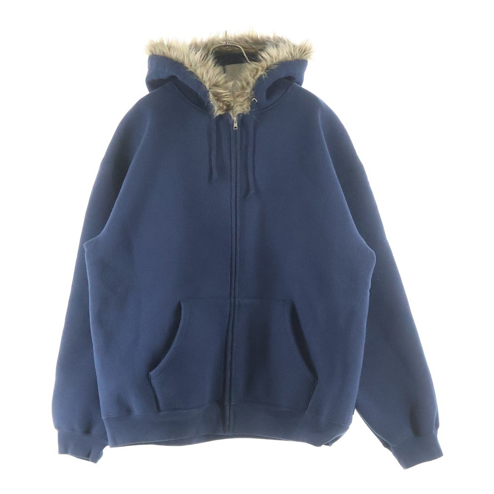 SUPREME(シュプリーム) 25AW Faux Fur Zip Up Hooded Sweatshirt フェイクファー ジップアップ スウェットパーカー ネイビー