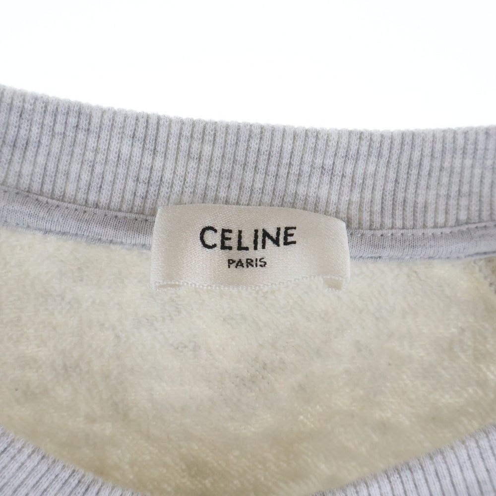 CELINE(セリーヌ) 25AW フロントプリント ダメージ加工 クルーネック スウェット トレーナー レディース グレー RY0GW670Q.GCA7