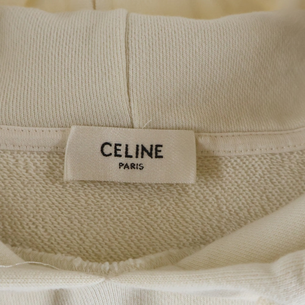 CELINE(セリーヌ) 23SS ロゴ刺繍 スウェット ショートスリーブ 半袖 プルオーバーパーカー レディース クリーム 2Y997670Q