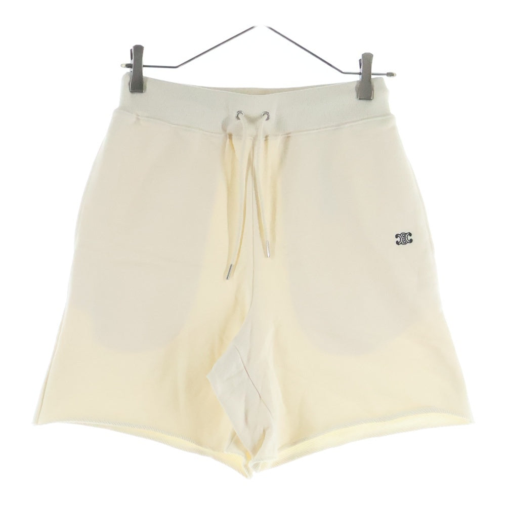 CELINE(セリーヌ) トリオンフロゴ刺繍 カットオフ スウェット ショートパンツ ハーフパンツ ショーツ レディース クリーム 2Z057450I
