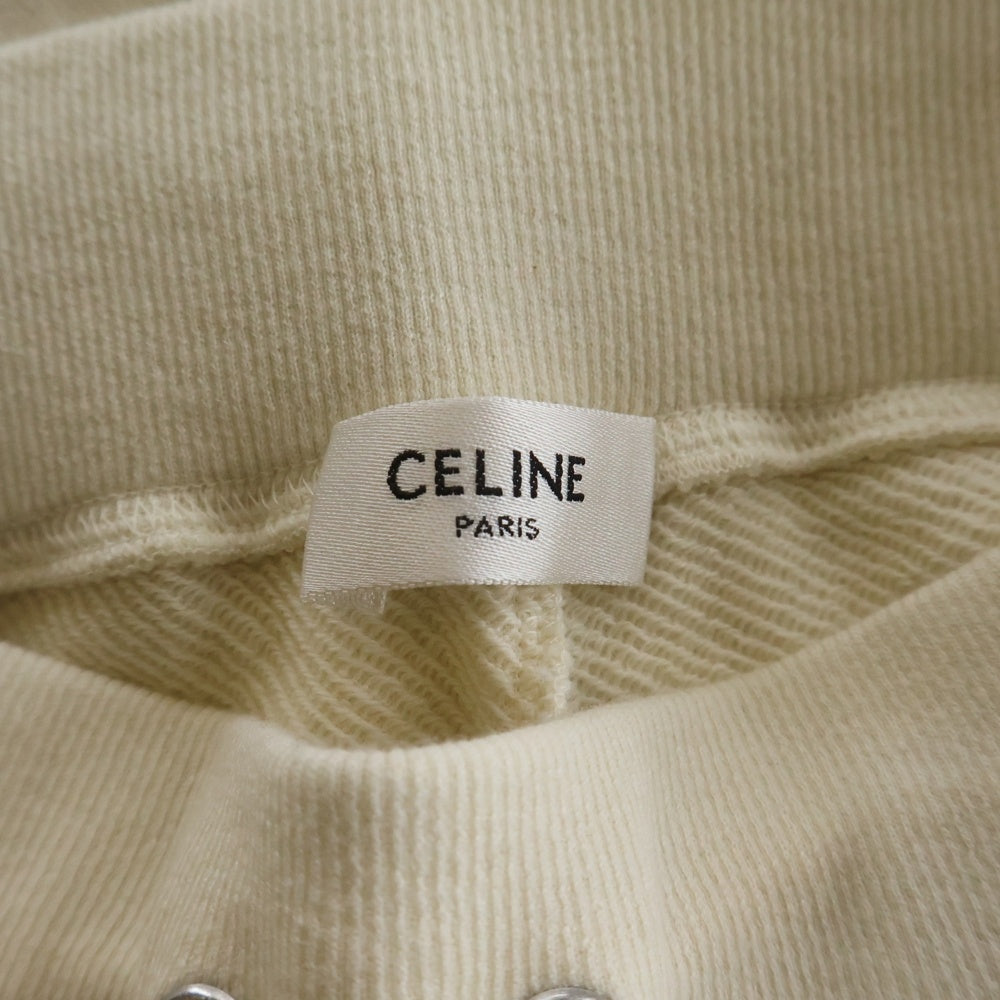 CELINE(セリーヌ) トリオンフロゴ刺繍 カットオフ スウェット ショートパンツ ハーフパンツ ショーツ レディース クリーム 2Z057450I