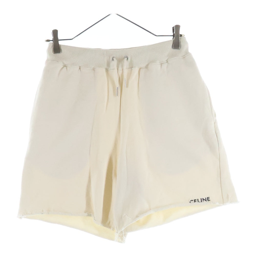 CELINE(セリーヌ) ロゴ刺繍 カットオフ スウェット ショートパンツ ハーフパンツ ショーツ クリーム 2Z302670Q レディース