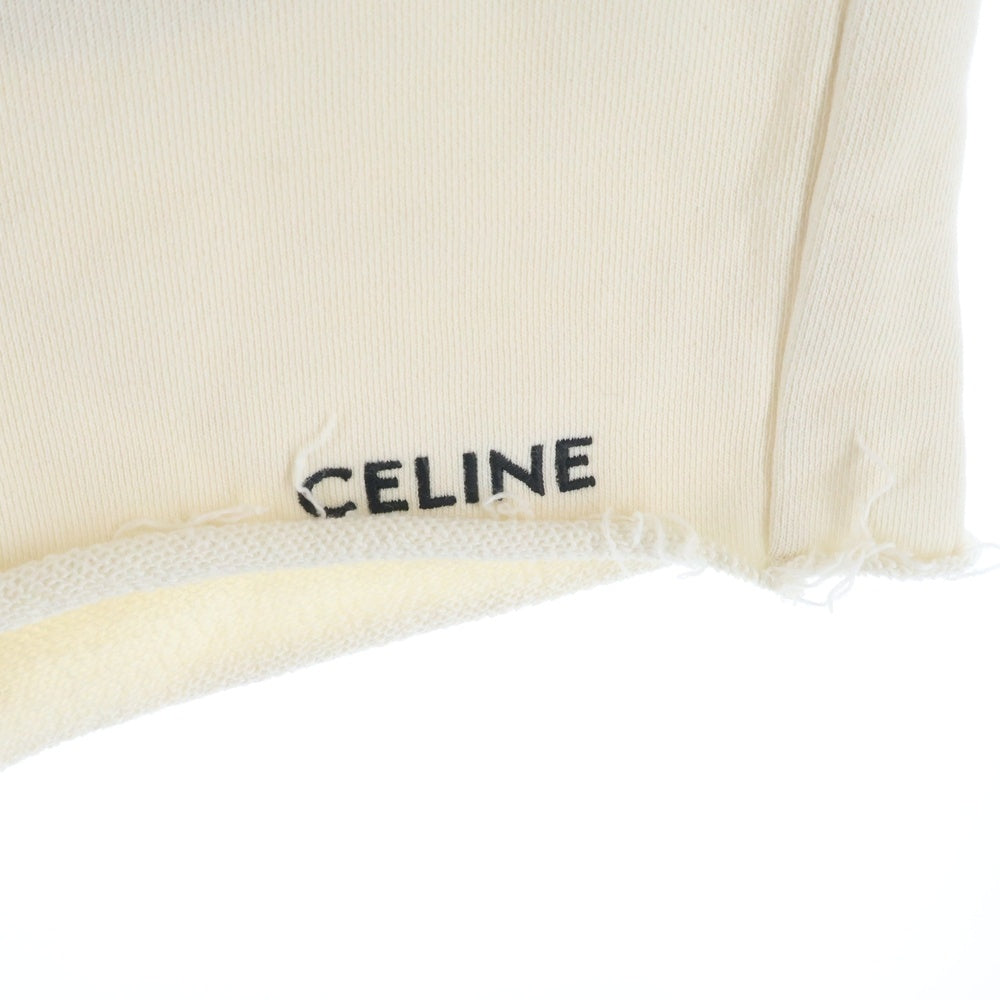 CELINE(セリーヌ) ロゴ刺繍 カットオフ スウェット ショートパンツ ハーフパンツ ショーツ クリーム 2Z302670Q レディース