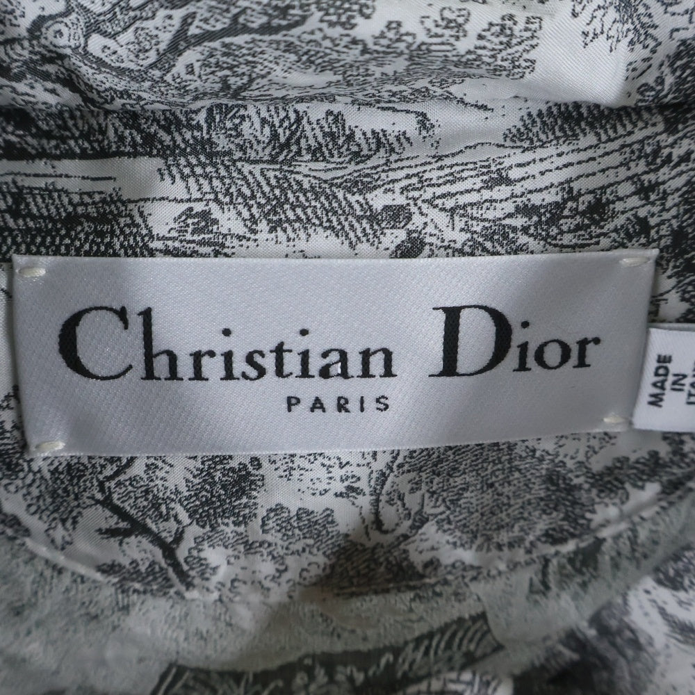 Christian Dior(クリスチャンディオール) BEE ロゴ刺繍 トワル ドゥ ジュイ テクニカル タフタ ハーフジップ アノラック ジャケット マウンテンパーカー ホワイト/グレー レディース 027C10A2826