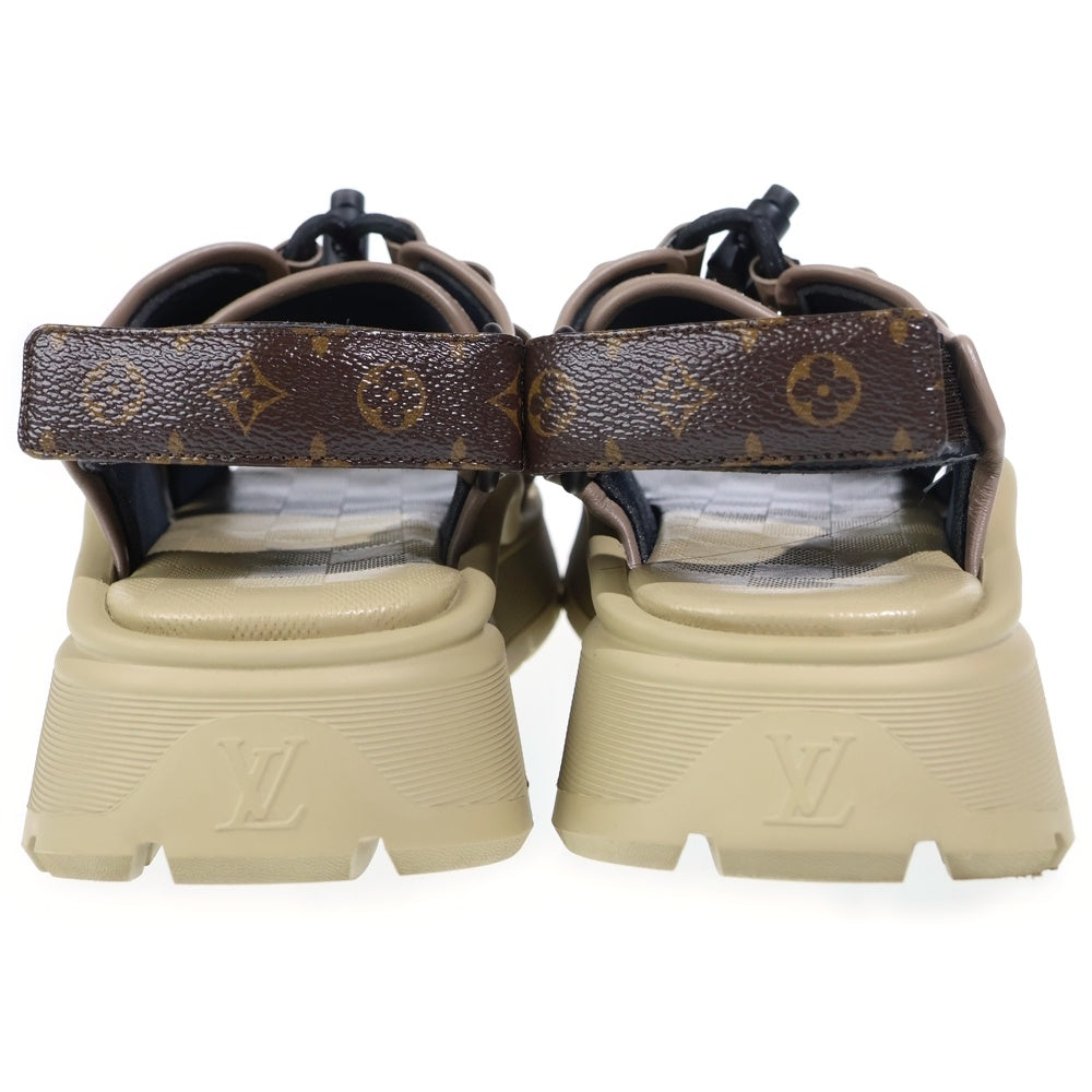 LOUIS VUITTON(ルイヴィトン) モノグラム キャンバス スウェードレザー カメレオン サンダル カーキ レディース 1AHOAW