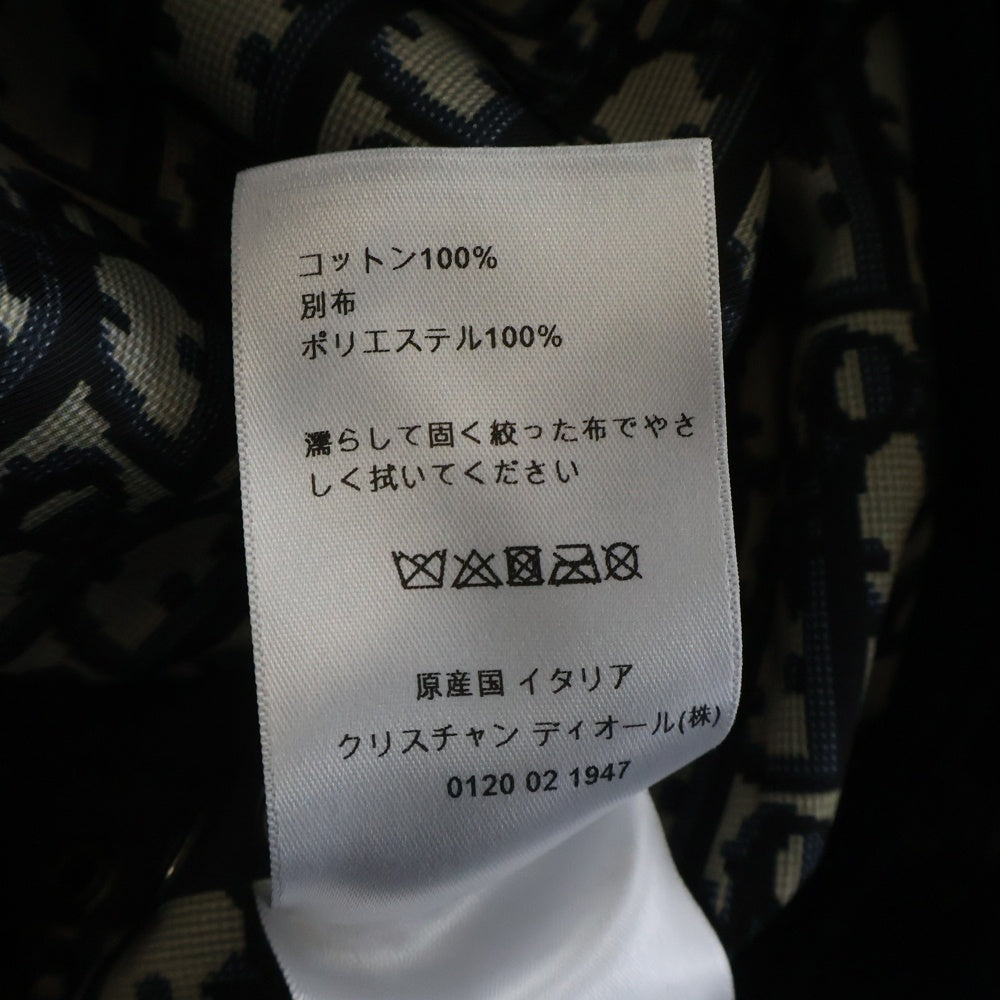 Christian Dior(クリスチャンディオール) コットン 裏地オブリーク 総柄 ゴム引き フーデッド ロング トレンチコート レディース ネイビー 227M65A3905