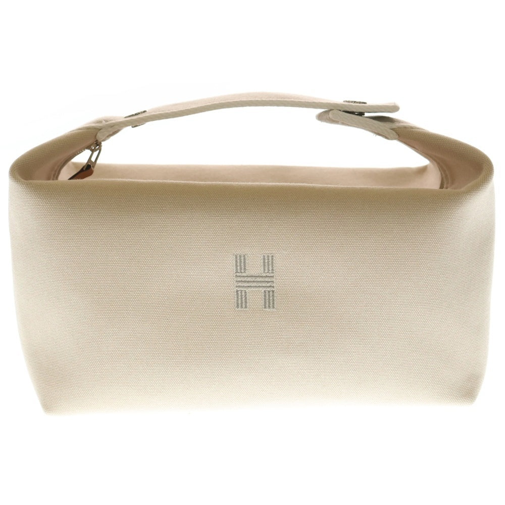 HERMES(エルメス) ブリッドアブラックGM シルバー金具 Hロゴ セリエボタン キャンバス ハンドバッグ ポーチ ベージュ レディース